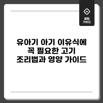 유아기 아기 이유식에 꼭 필요한 고기 조리법과 영양 가이드
